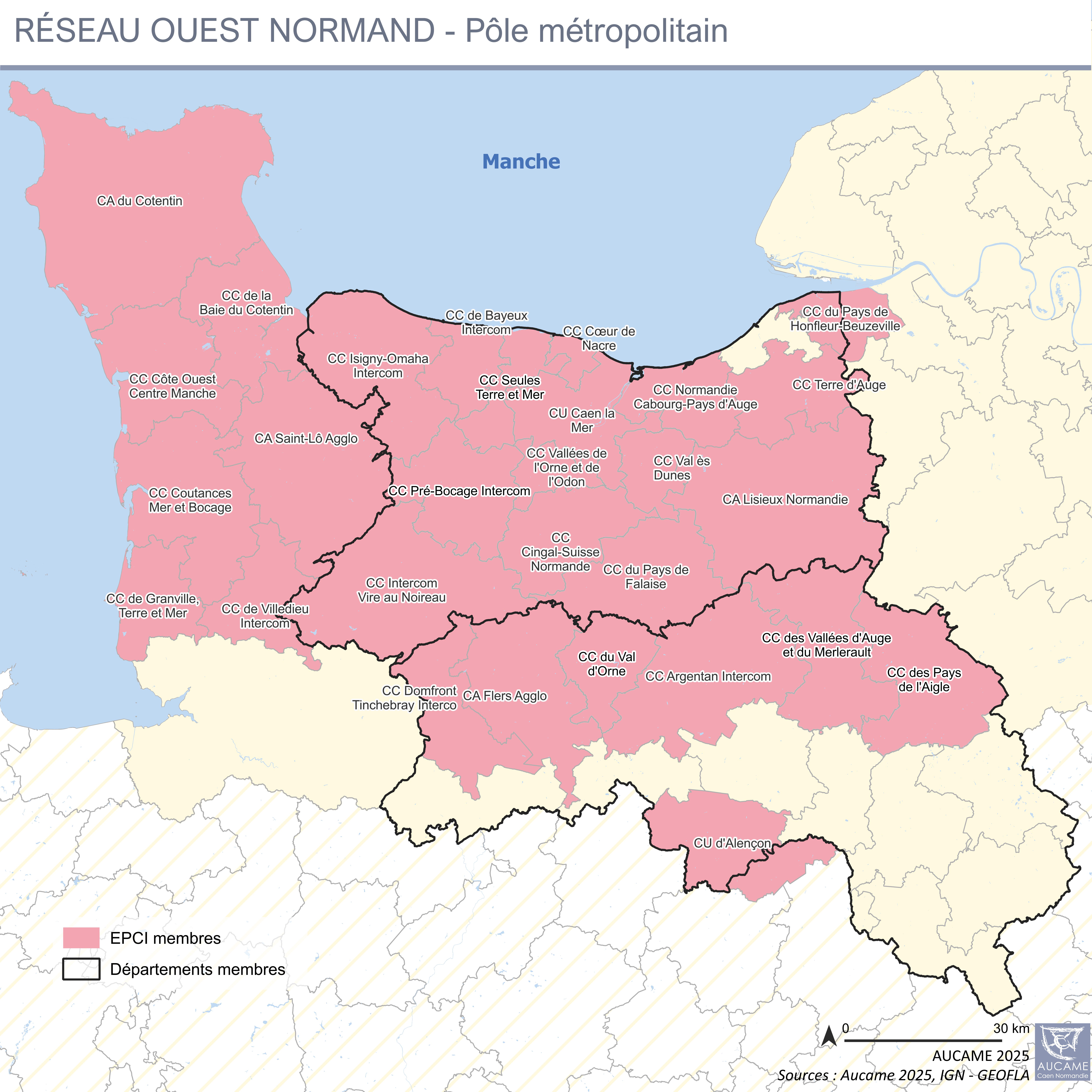 Réseau et territoire de l'Agence d'Urbanisme de Caen Normandie Métropole