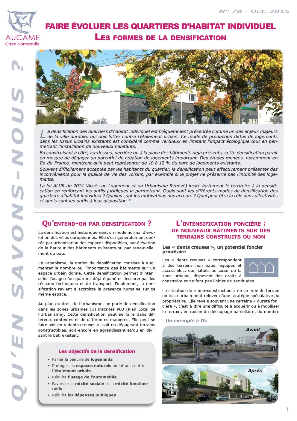 QSN #78 : Faire évoluer les quartiers d'habitat individuel : les formes de la densification.