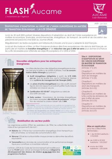 Flash' #69 - Transition écologique : la loi DDADUE