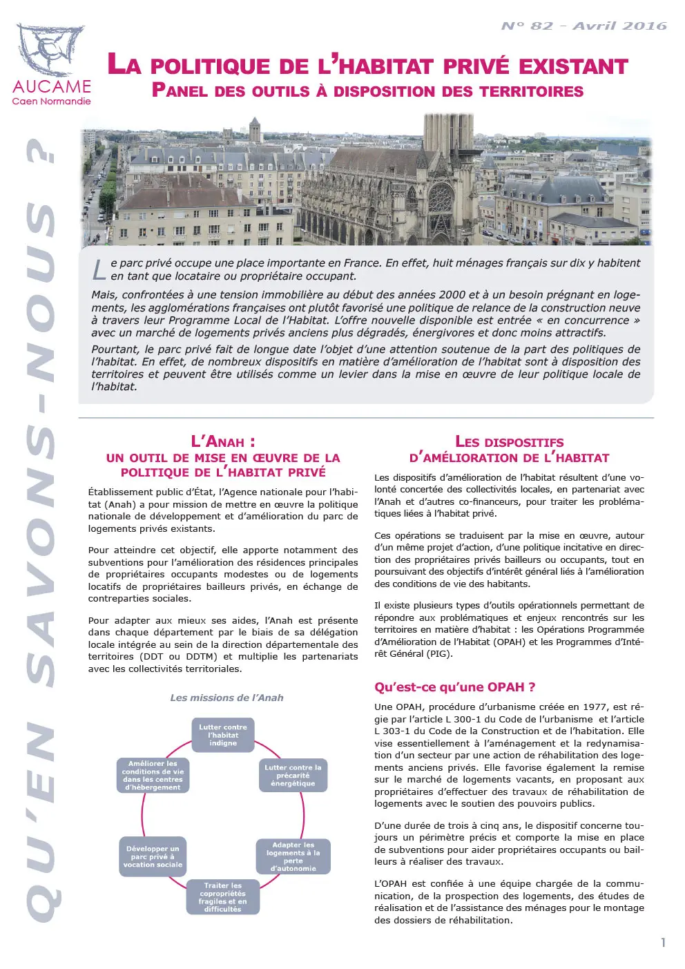 QSN #82 : La politique de l'habitat privé existant : panel des outils à disposition des territoires.