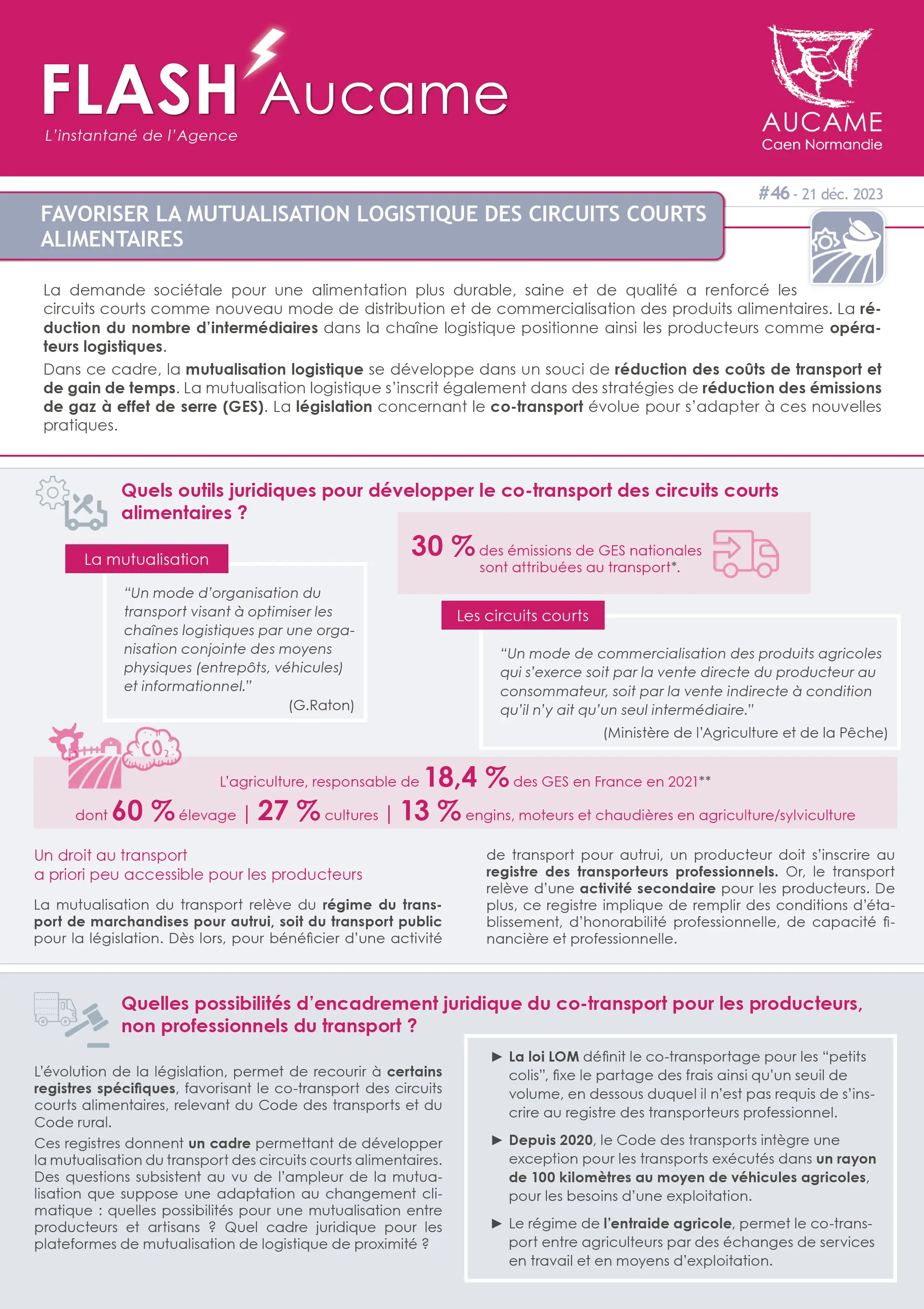 Flash' #46 : Favoriser la mutualisation logistique des circuits courts alimentaires