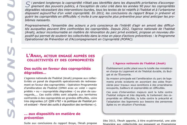 QSN #83 : POPAC : un dispositif de prévention en faveur des copropriétés fragilisées.