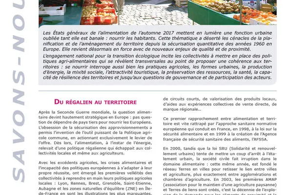 QSN #95 : L'alimentation à l'agenda des territoires : nourrir les habitants, nouveau sujet pour la planification ?