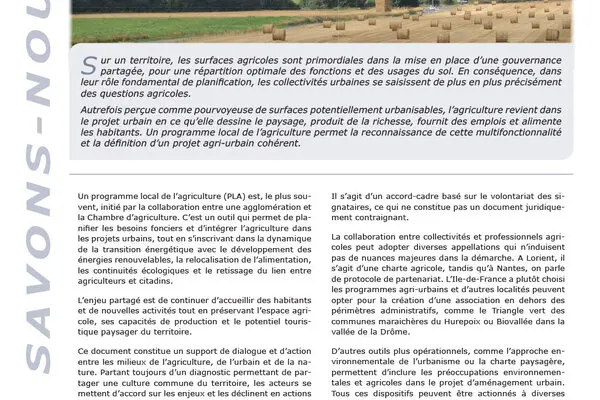 QSN #84 : Le programme local de l'agriculture : pour un aménagement agri-urbain du territoire