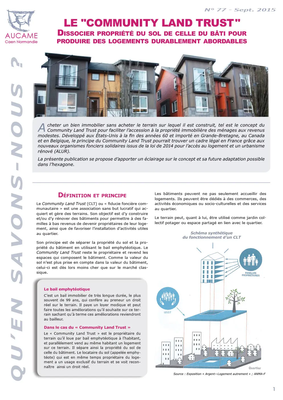 Le Community Land Trust : dissocier propriété du sol de celle du bâti pour produire des logements durablement abordables