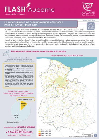 Flash' #65 : La tache urbaine de Caen Normandie Métropole issue du MOS 2023