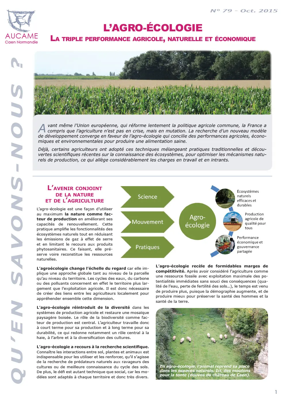 QSN #79 : L'agro-écologie : la triple performance agricole, naturelle et économique.