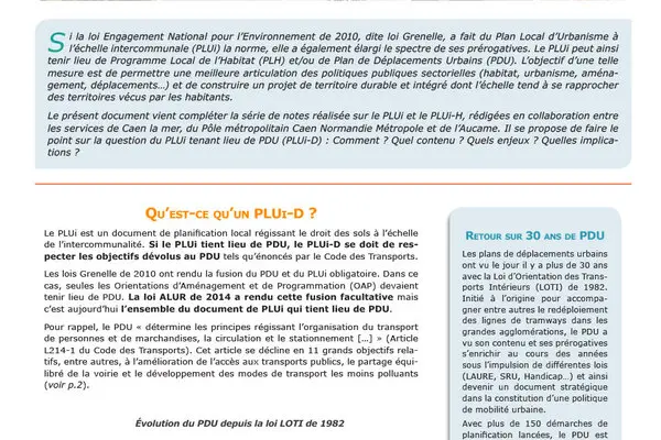 Le plan local d'urbanisme intercommunal tenant lieu de plan de déplacements urbains (PLUi-D)