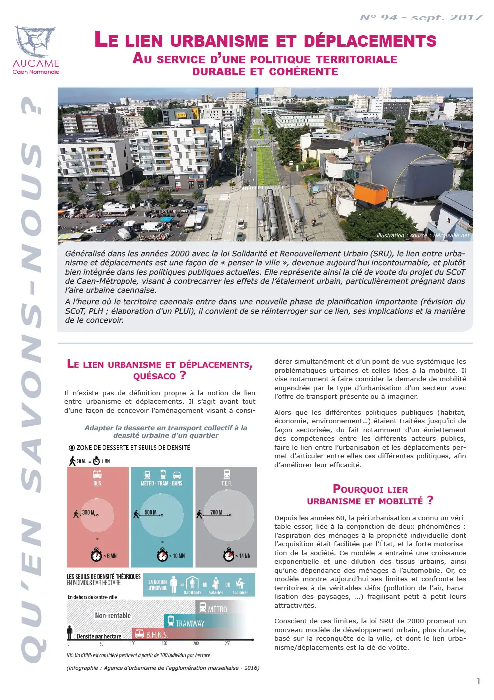 QSN #94 : Le lien urbanisme et déplacements : au service d'une politique territoriale durable et cohérente