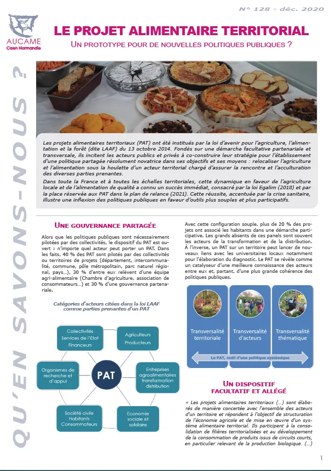 QSN # 128 - Le projet alimentaire territorial (PAT)