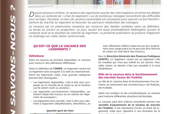 La vacance des logements, un phénomène complexe à interpréter