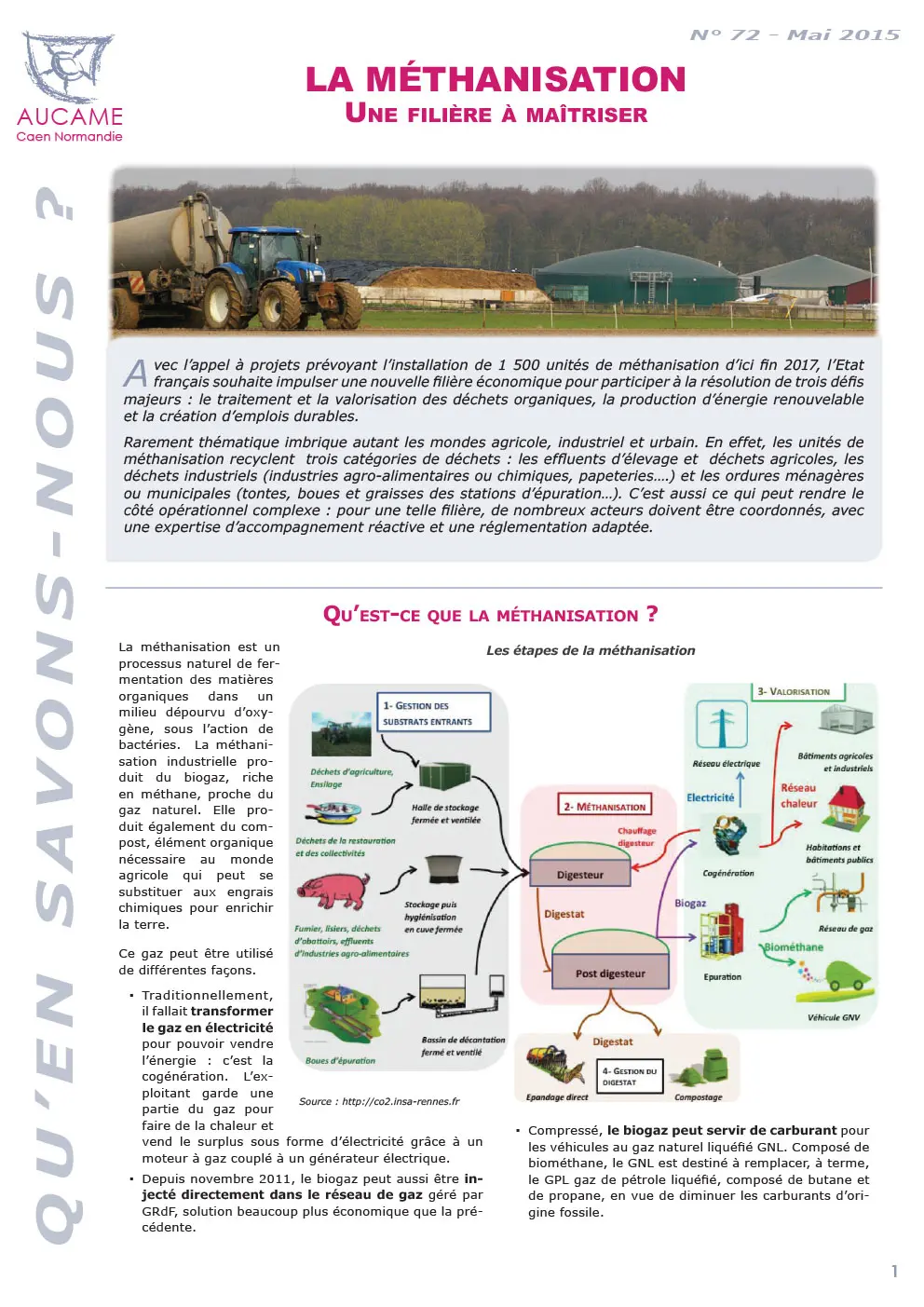 La méthanisation : une filère à maîtriser